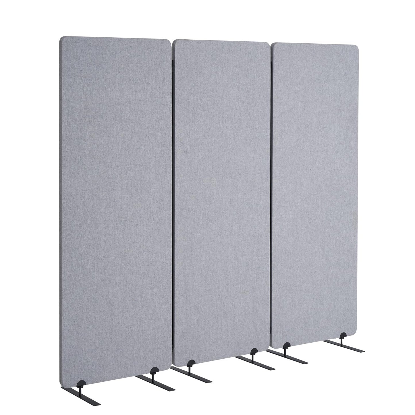 VEVOR 2FT Room Divider, 3 Panel PET Polyester Soundproof Room Screen, Folding Privacy Divider Portable Partition Divider for Room Separation, Freestanding Room Partitions for Office Study, Grey