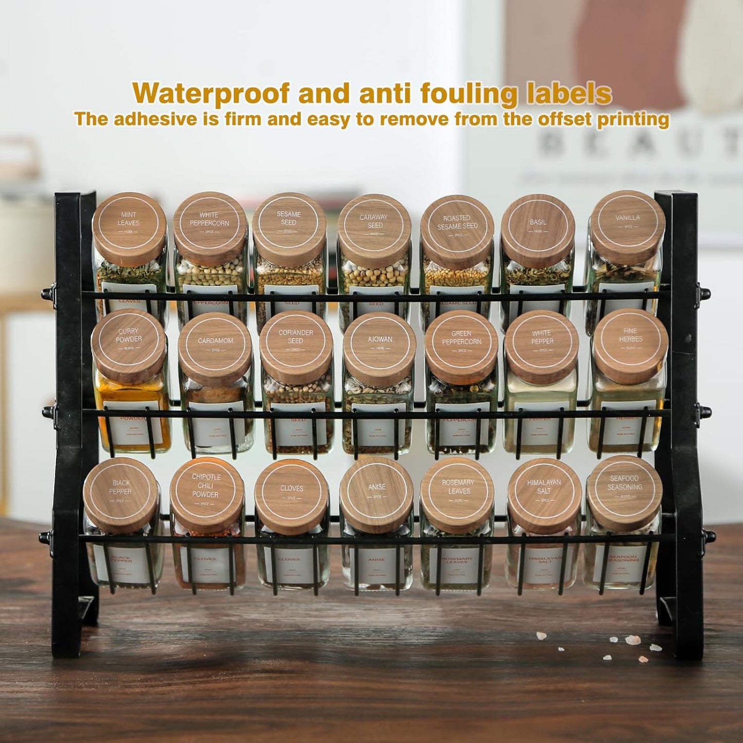 TESUNMU Label4oz (48) Spice Jars with Seasoning Containers, Glass Spice Bottles with Shaker Lids,Funnel, Chalk Pen