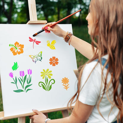 DZXCYZ 80 Pcs 3 x 3 Inch Stencils for Painting on Wood, Reusable Flower Butterfly Bird Bee Plastic Stencils DIY Craft Paint Template Set for Wall Home Decor