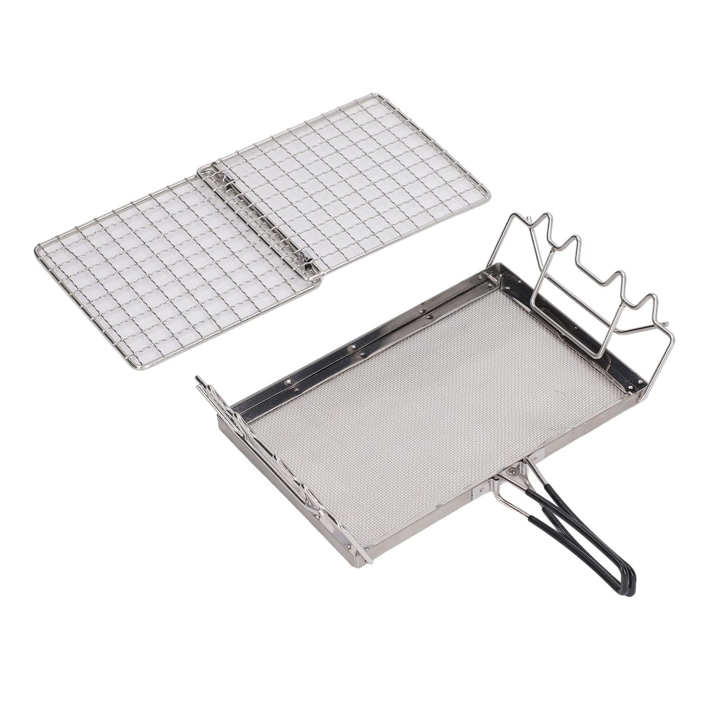 Topyond Portable Stainless Steel Camping Stove Toaster, Folding Outdoor Toaster Rack Holder Stable Structure with Handle for BBQ Camping Picnic