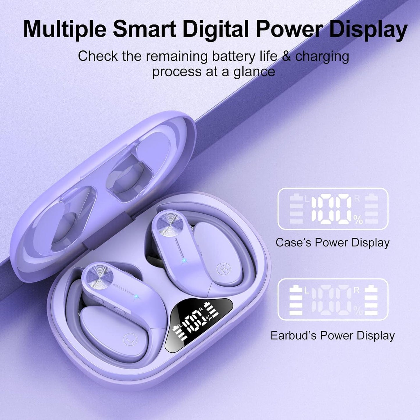 Ear buds Wireless Bluetooth Earbuds 2025 NEW Bluetooth 5.3 Sport Headphones 68Hrs Playtime with LED Display Powerful Bass Over Ear Earphones with Earhooks IP7 Waterproof USB C for Workout/Running