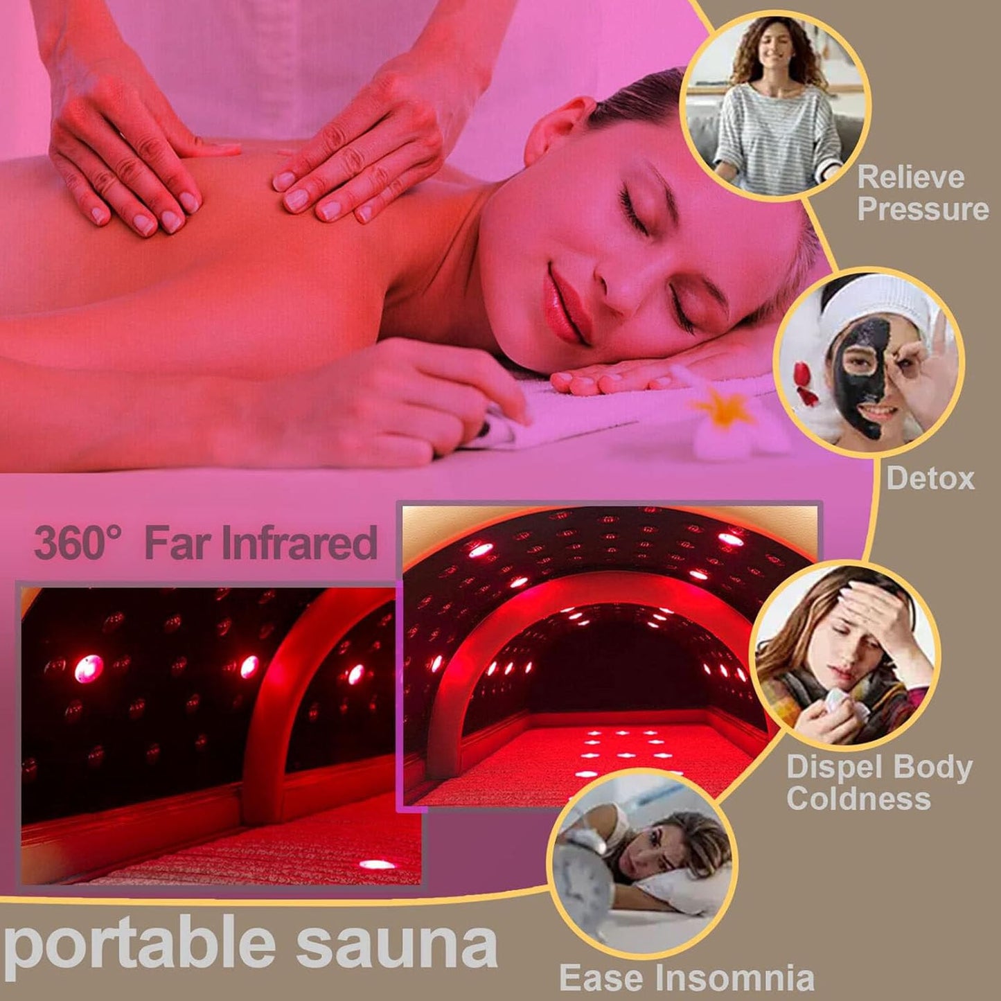 piudoiliy Infrared Sauna Dome, Near Zero EMF Function, 1200W, Portable Home Sauna with Therapeutic Jade Stones, Infrared Photon Light, Steam Tent (Black)