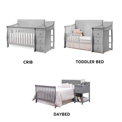 Sorelle Furniture Princeton Elite Crib and Changer with Solid Panel Back Classic -in- Convertible Diaper Changing Table Non-Toxic Finish Wooden Baby Bed Toddler Full-Size Nursery - Weathered Grey