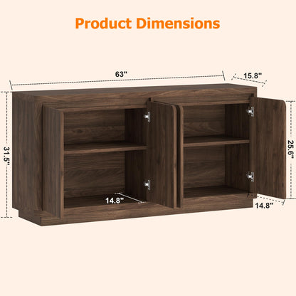 knoworld Buffet Cabinet with Storage, Outlet & Adjustable Shelves, Sideboard Cabinet with Double-Arc Doors, Classic Modern Wood Console Table & Credenza for Dining Room & Entryway