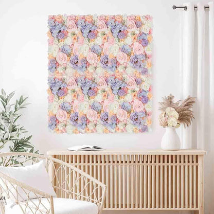 GOUZIBHD Fake Flower Backdrop, Artificial Floral Wall Panel 6PCS 3D Flower Wall Panel, for Wedding Party Photography Home Decor, 24x16in Faux Flower Background
