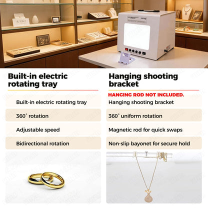 Pro Jewelry Photography Light Box Kit 3000-5500K with Adjustable Turntable, Premium Photo Studio Setup for Stunning Gemstone & Jewelry Images, Customizable Speed & Color Temperature(Tb20)