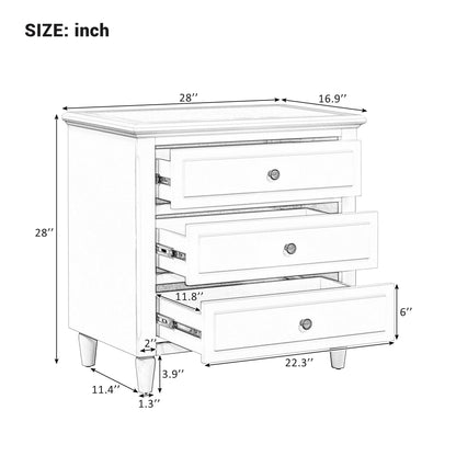 Nightstands with 3 Drawers for Bedroom, Modern Wood Bedside End Table
