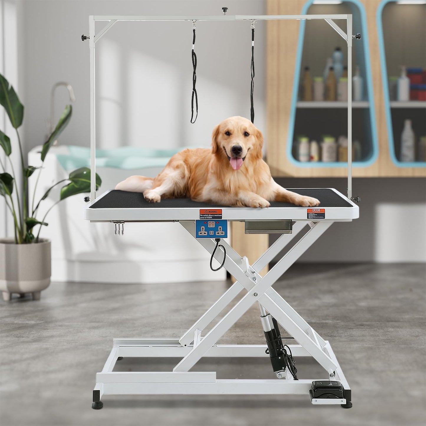 VEVOR 50 Inch Pet Grooming Table, Heavy Duty for Large Dogs, Height Adjustable, Anti Slip Tabletop, Grooming Arm Included, Max Load 400LBS