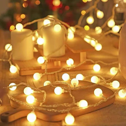 LOFTOLMEA Battery Operated & USB Powered 2 in 1 Globe String Lights, 32.8 FT 80 LEDs Fairy String Lights for Christmas Wedding Party Bedroom Indoor Outdoor, Warm White,10M80