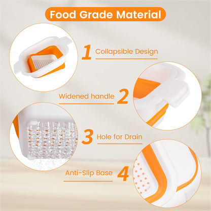 ROTTOGOON Collapsible Colander Set with Strainer Bowl, 2 in 1 Fruit Washing Basket with Strainer, 5 + 3 QT Plastic Colanders for Kitchen, Foldable Double Layered Colanders Bowl for Vegetable, Grey