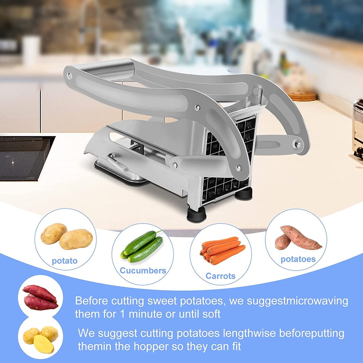 Simpli-Magic French Fry Cutter, Premium Upgraded Stainless Steel