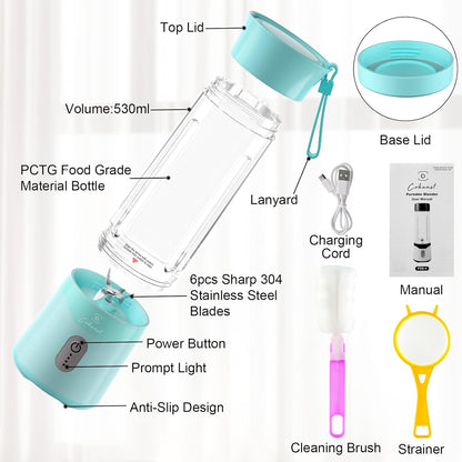 COKUNST 18oz Portable Blender, USB Rechargeable Personal Size Smoothie Blender with 6 Blades