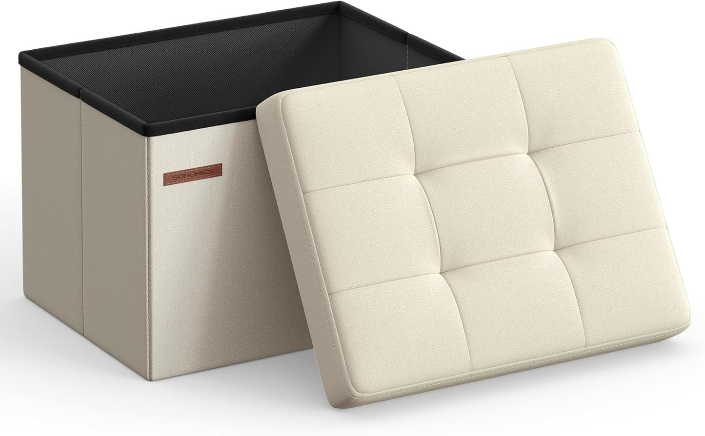 12.2 16.1 12.2 Inches, 286 lb ULSF102W01 SONGMICS Mazie Collection - Small Folding Storage Ottoman, Foot Rest Stool, x
