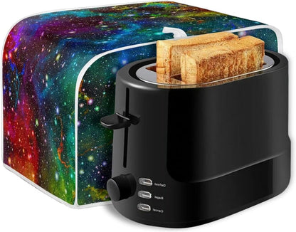Colorful Galaxy Print Toaster Cover with Handle, Universal Size Dustproof Cover for 2 Slice Toaster and Microwave Oven