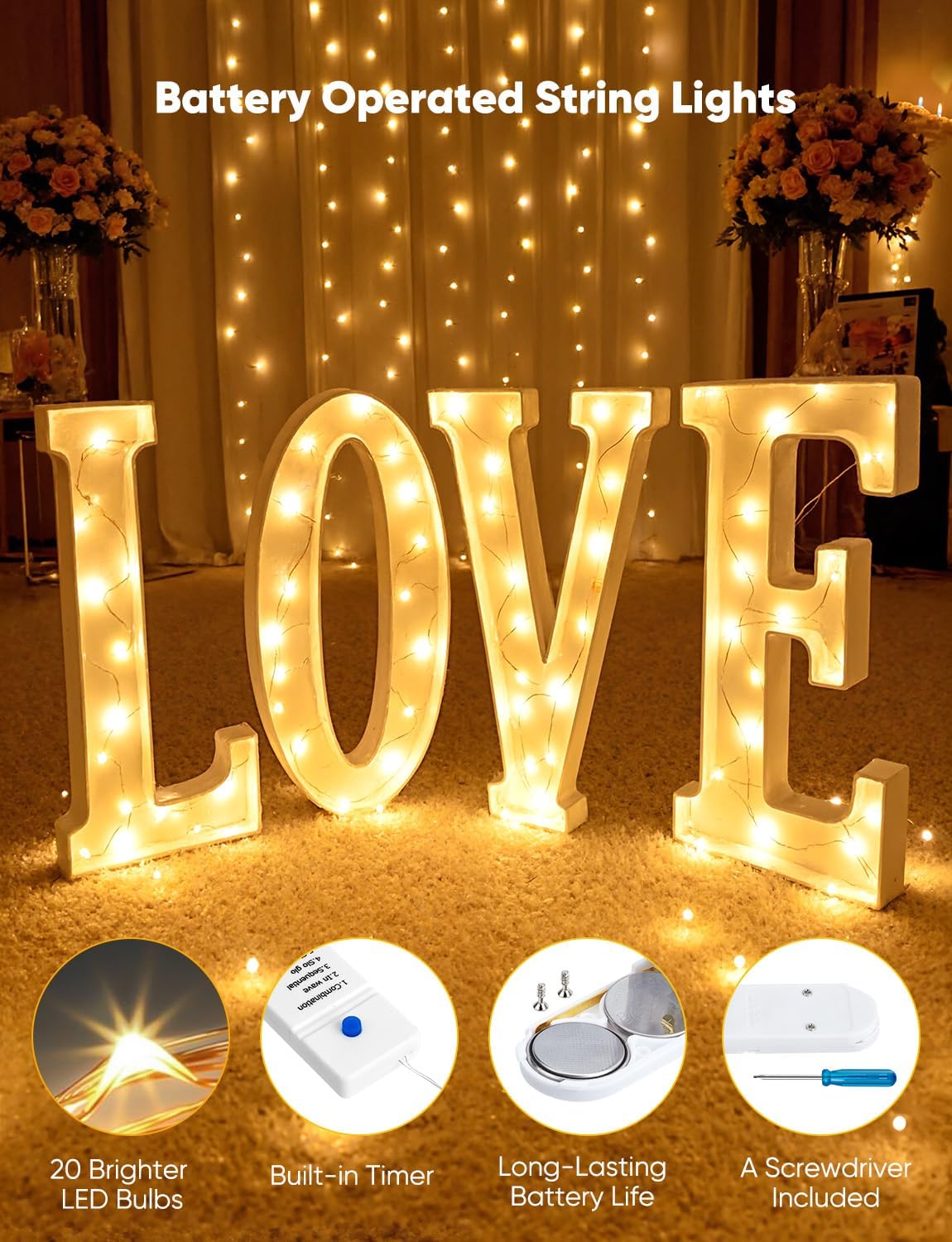 12 Pack 8 7ft 20LED Minetom Fairy Lights Battery Operated String Lights Modes, Warm White Waterproof Silver Wire