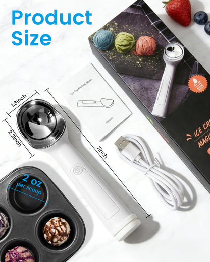 Heated Ice Cream Scoop Rechargeable, Heating Electric Ice Cream Scooper with LED Display, 158°F Warming Spoon for Hard Icecream