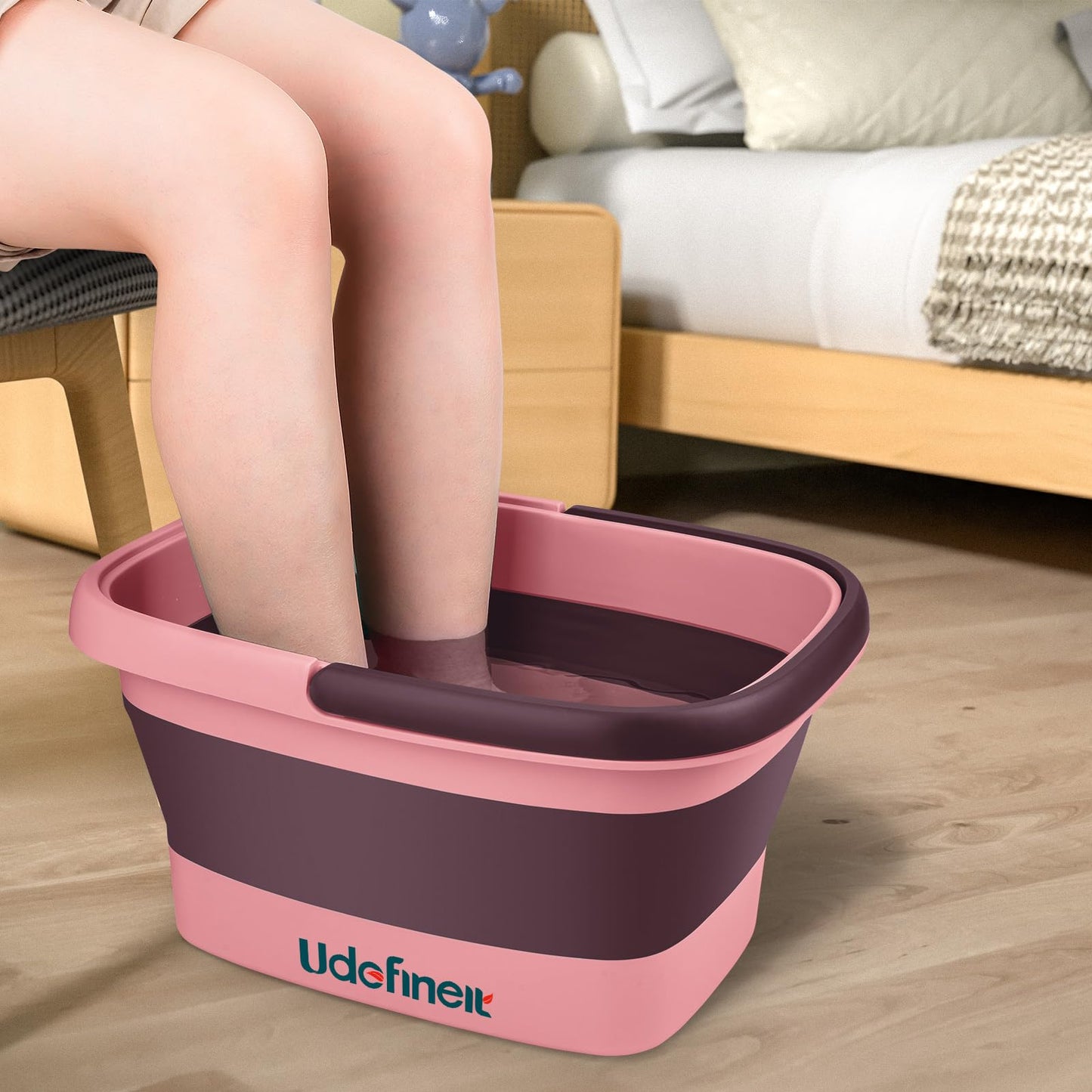 Udefineit Foot Bath Basin, Foldable & Portable Foot Soak Tub with Massage Acupoint for Foot Spa Bath, 15L/4 Gallon, Foot Massager Soaking Bath Basin Bucket for Pedicure Home Spa Treatment (Green)