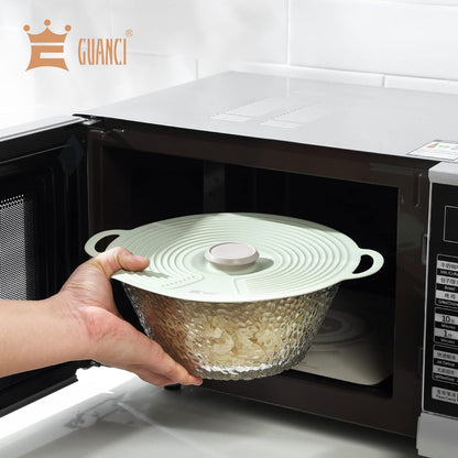 GUANCI Silicone Lids for Bowl 8 Pack, Microwave Splatter Cover with 6 Sizes Reusable Heat Resistant Lids Fits Cups, Bowls, Plates, Pots, Pans, Skillets, Stove Top, Oven, Fridge Dishwasher Safe