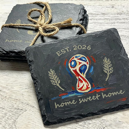 MONKEY SUN 24 Pack 4 x 4 Inch Gorgeous BlackSlate Stone Coasters Bulk Square Coaster forLaser Engraving,Painting,Drink Bar KitchenHome,DIY Handmade Natural Rough Edge,Set of 24