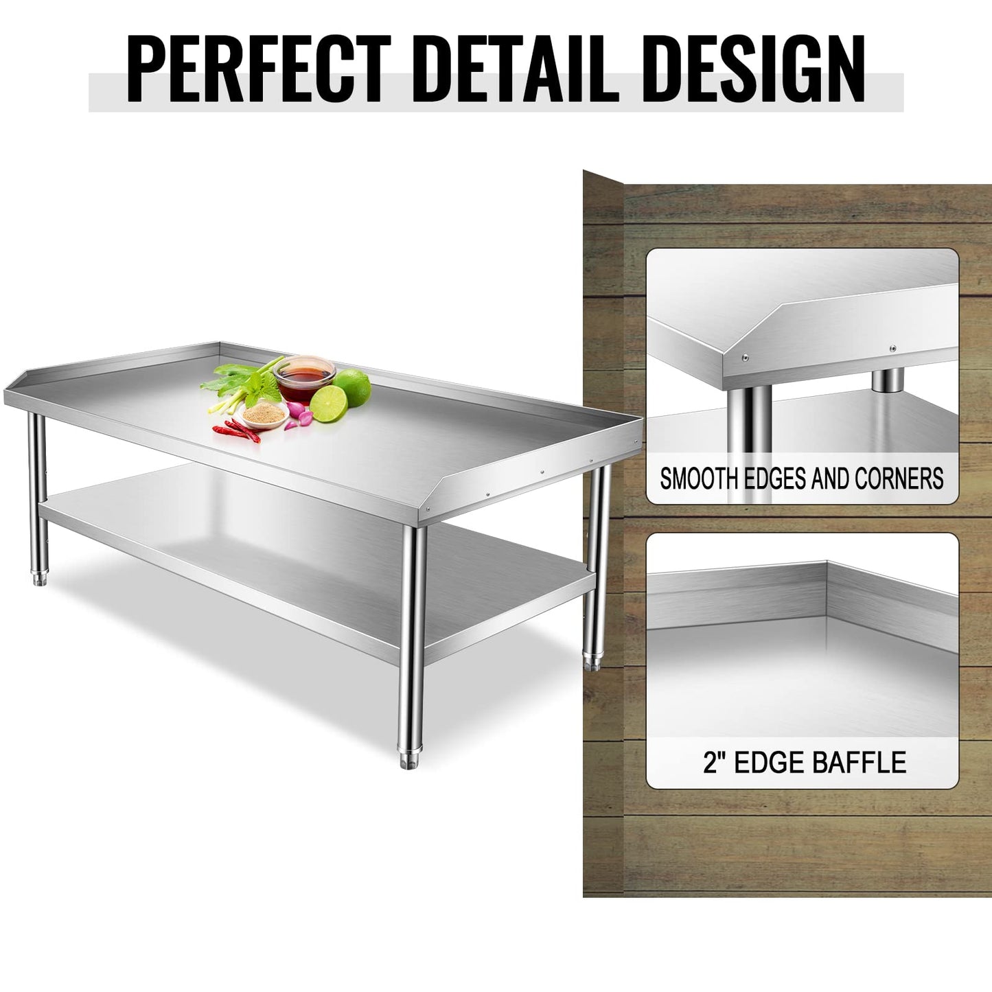 Prep Table Stainless Steel Worktable 30 x 60 x 24 Inches Equipment Grill Stand Table with Adjustable Storage Undershelf Commercial Workstation for Kitchen Restaurant