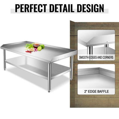 Prep Table Stainless Steel Worktable 30 x 60 x 24 Inches Equipment Grill Stand Table with Adjustable Storage Undershelf Commercial Workstation for Kitchen Restaurant