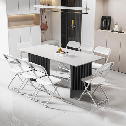 VINGLI Folding Chairs Set,Portable Foldable Comfy Seat for Adult, Metal Frame with Plastic Panel, Ideal for Party, Event, Wedding, Office, Commercial, White, 20 Pack