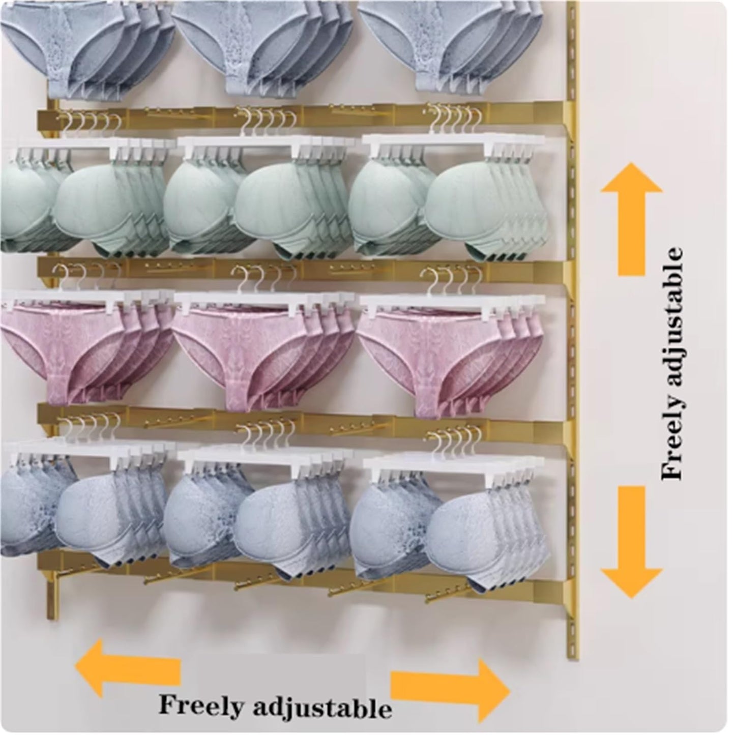 Wall-Mounted Underwear Display Stand, Metals, Lingerie Garment Rack, Retail Sock Show Shelves, Supermarkets Commercial Clothing Store Shelf, for Bras, Shorts, Hats(Black,100 * 150cm)