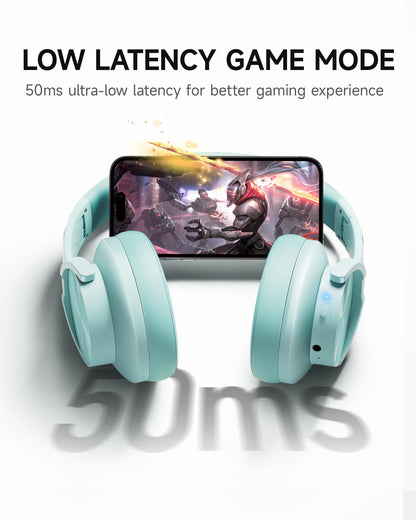 Picun B8 Bluetooth Over Ear Headphones, 120H Playtime with 3 EQ Modes, Low Latency, Hands-Free Calls, Deep Bass for Travel, Home, Office & PC (Cyan)