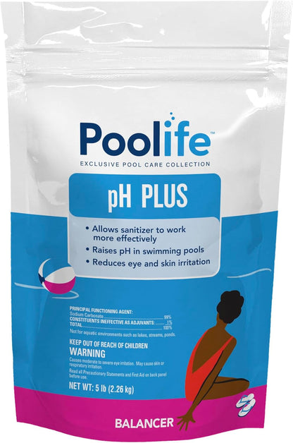 POOLIFE Swimming 5lb pH Plus for Pools & Spas - Professional Pool pH Balancer Raises pH & Alkalinity Fast - Prevents