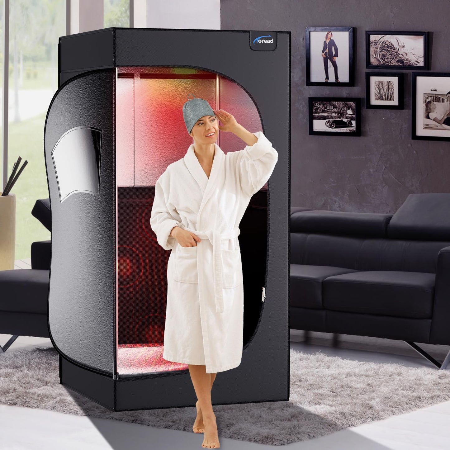 TOREAD Portable Infrared Sauna Room, Dry Sauna Tent for Detoxification and Relaxation with Red Light Therapy and Folding Chair, 9 Levels