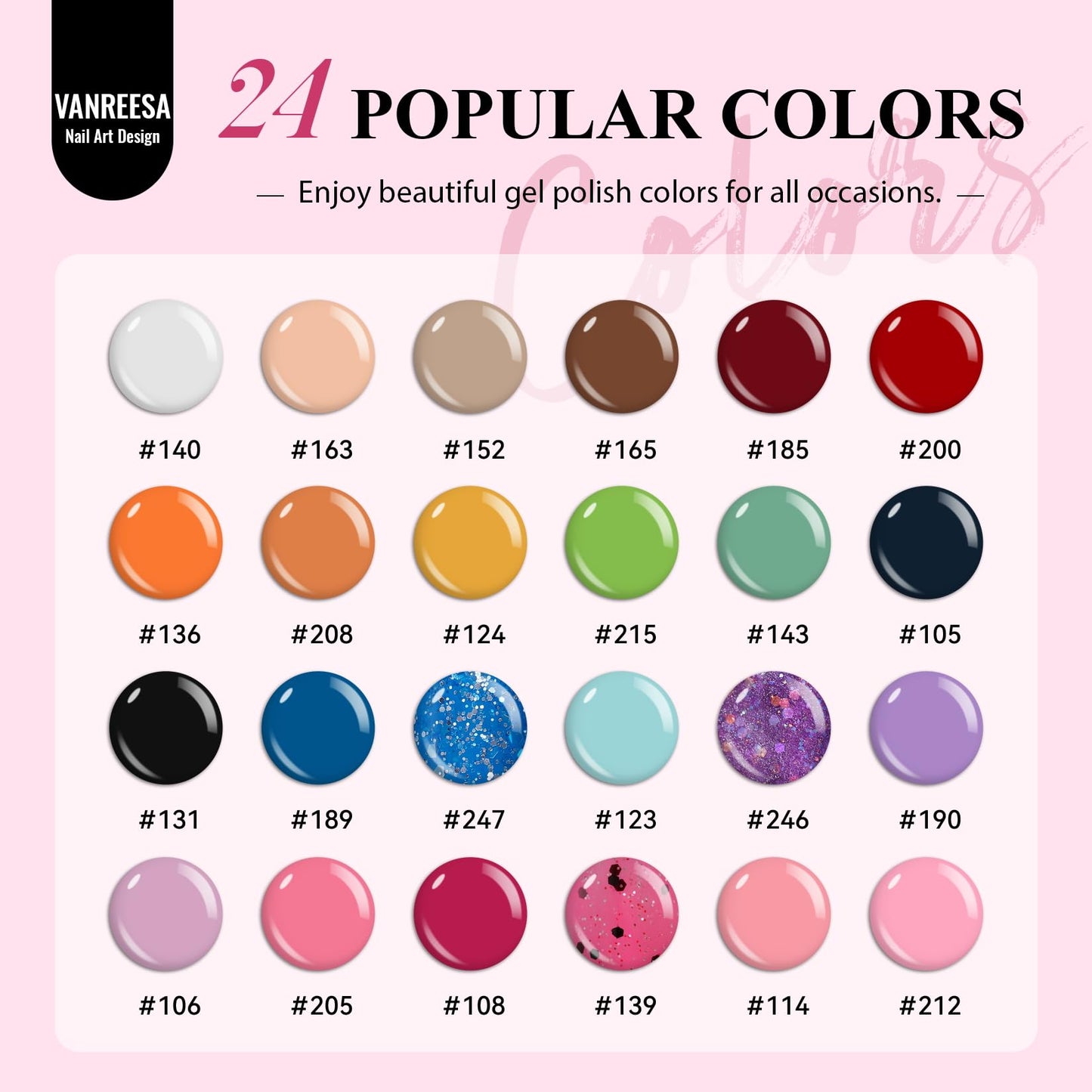 VANREESA 42 Pcs Gel Nail Polish Kit with U V Light 24 Popular Colors Gel Polish Nail Kit Green Blue Purple Pink Orange Complete Nail Kit with Manicure Tools Gifts for Women Girls