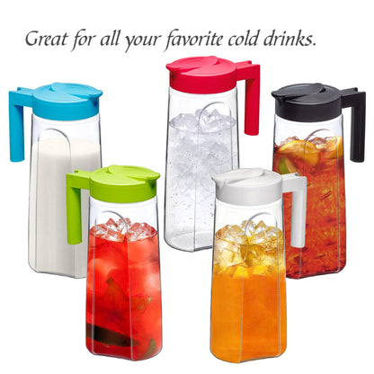 Amazing Abby - Slim - Tritan Pitcher (64 oz), Unbreakable Plastic Water Pitcher with Lid, BPA-Free, Heat-Resistant, Dishwasher-Safe, Great for Both Iced and Hot Drinks, Indoors and Outdoors, Black