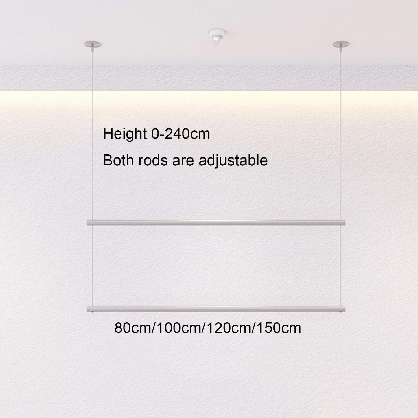 Height-Adjustable Metal Ceiling Clothing Rack, Commercial Display Storage Hanger, Retail Iron Garment Rack with Steel Wire, Ideal for Stores and Home Use(Silver,84cm)