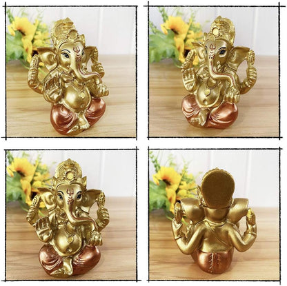 Hindu Ganesh Mini Ganesha Statue for Car Dashboard - Indian Decor for Home Office Temple Pooja Items