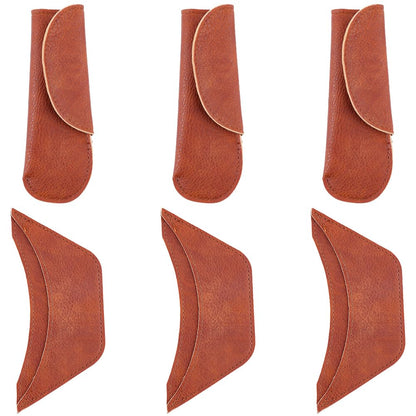 CALFOVERA 6PCS 2 Styles PU Leather Cast Iron Handle Cover Handmade Heat Resistant Frying Pan Assist Grip Sleeve Skillet Handle Cover Leather Hot Holder Sleeve for Kitchen Baking Cooking BBQ Cookwares