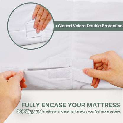 King Mattress Protector Cover - 76"x80" Fits 9-12" Deep, Waterproof Encasement with Premium Breathable Soft Fiber