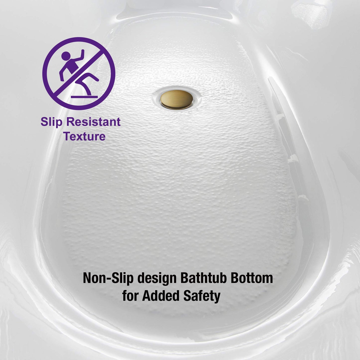 WOODBRIDGE 59" Acrylic Freestanding Bathtub Contemporary Soaking White Tub with Brushed Gold Overflow and Drain,BTA1516 BG