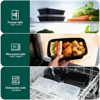 FUHITIM 90 Pack 28 oz Disposable Containers with Lids, Meal Prep Containers，Sturdy Leakproof & Food Safe, Microwave, Freezer, Dishwasher Safe Food Storage Containers with Lids Easy Open