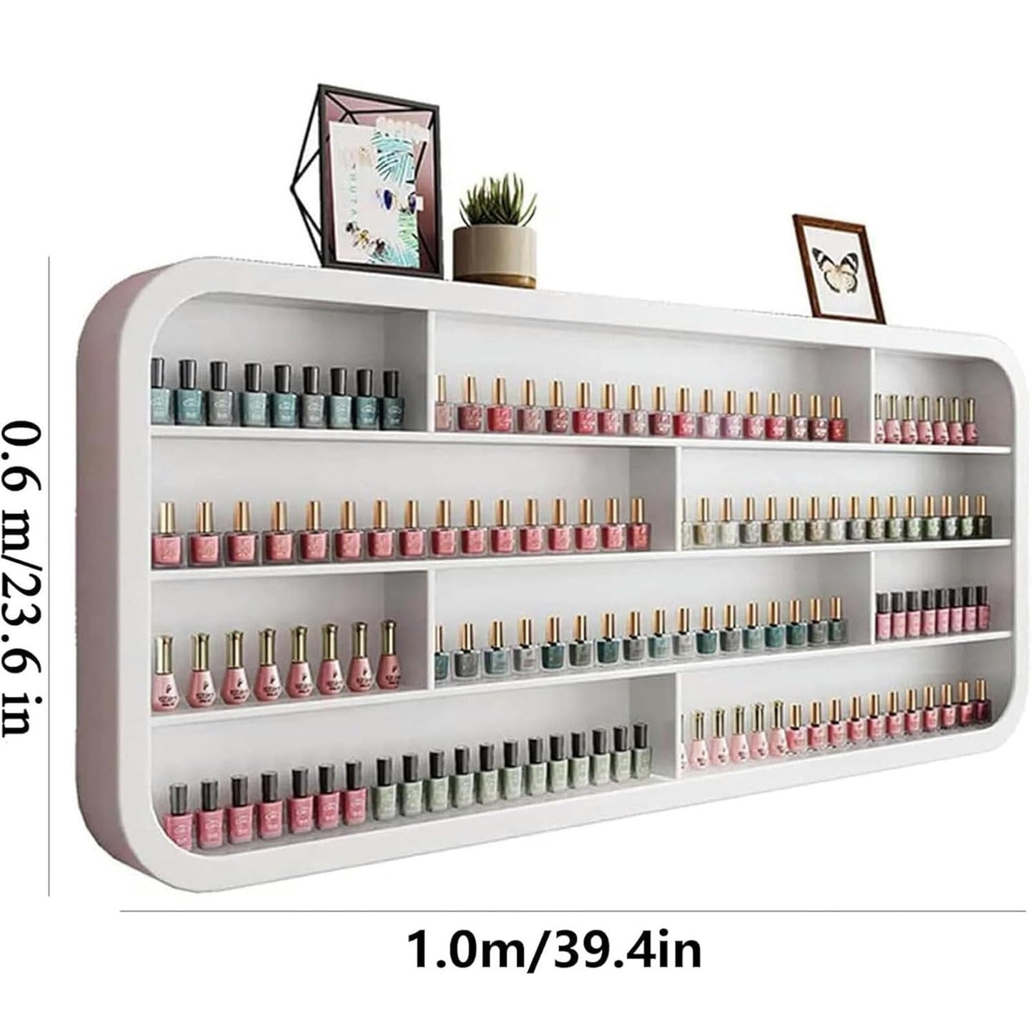 Wall-Mounted Wooden Nail Polish Display Rack, Nail Polish Bottle Storage Display Rack,Perfume Wall Shelf Essential Oil Organizers,for Nail Salon Shop/Retail Shop,1m