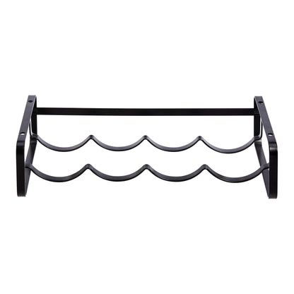 Amazon Basics Tabletop Stackable 4-Bottle Metal Wine Rack, Wine Storage, Space Saving, No Assembly Required, 3.74"D x 15.75"W x 7.87"H, Black