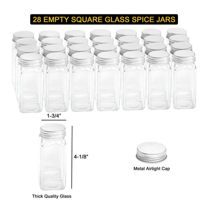SpaceAid Spice Rack Organizer with 36 Spice Jars, 386 Spice Labels, Chalk Marker and Funnel Set for Cabinet, Countertop, Pantry, Cupboard or Door & Wall Mount - 36 Jars, 17.2" W × 10.8" H, Black