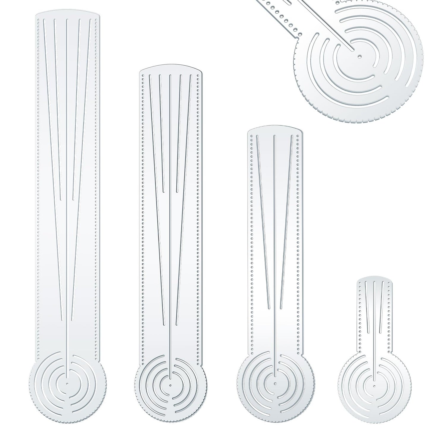 ForraFun 4 Pcs 3-in-1 Mandala Ruler Tool with Holes 4 Size Mandala Dot Art Circle Maker Compass Protractor Straight Dotting Ruler for DIY Drawing Stencil Art Geometric Projects