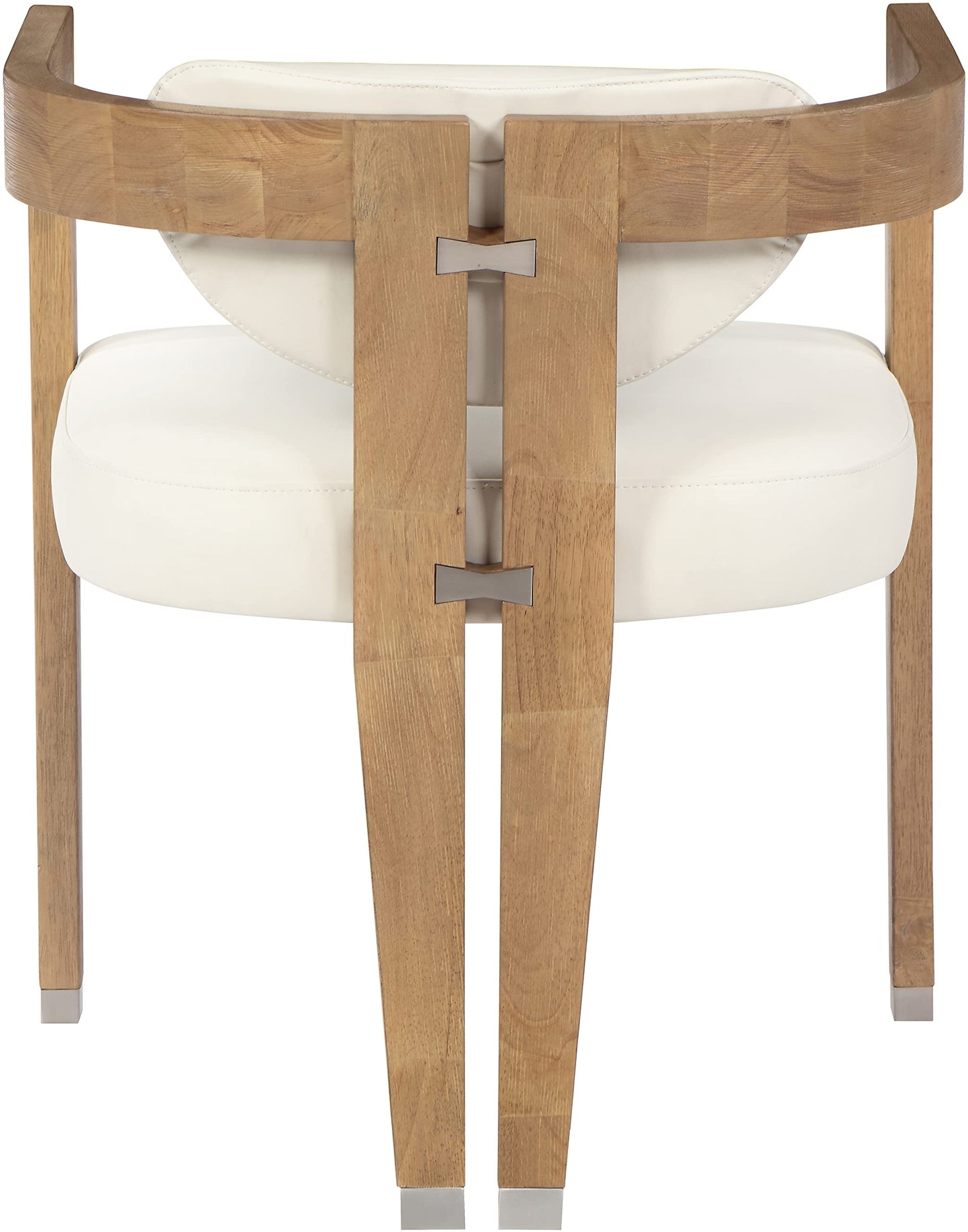 Meridian Furniture 564Cream-C Carlyle Collection Modern | Contemporary Dining Chair, Solid Wood Brushed Natural Finish, Soft Cream Vegan Leather, Brushed Chrome Accents, 24" W x 23.5" D x 29" H, Cream
