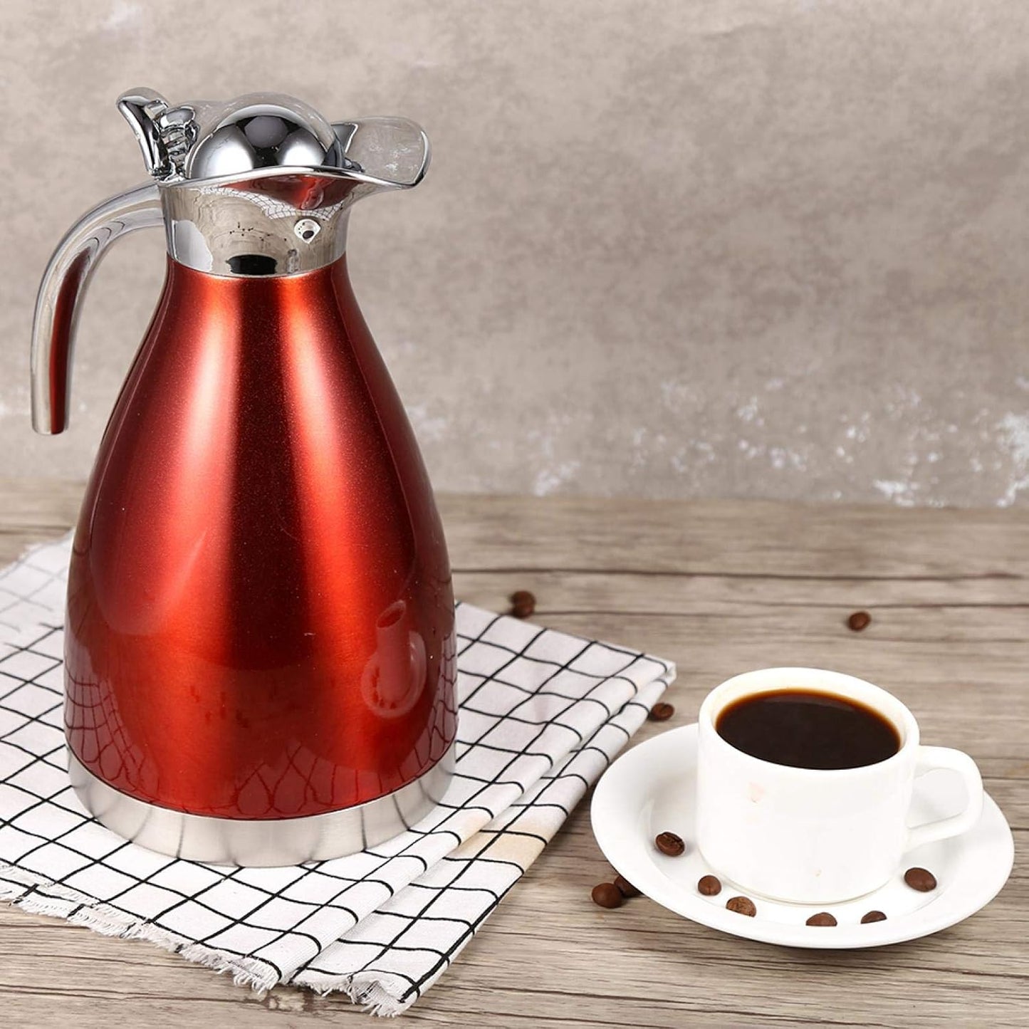 Stainless Steel Coffee Pot, Practical Tea Pot with Comfortable Plastic Handle for Serving Coffee, Tea, Hot Chocolate