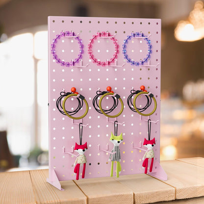 SIBRANT 2Pcs Peg Board Display Stand with 15 Hooks, Tabletop Rack for Craft Shows, Jewelry Selling & Vendor Events, Portable Keychain Display for Accessories, Retail Stores & Boutiques(17 * 13Inch,