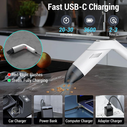 Handheld Cordless Vacuum, 120W/12KPa High Power Wireless Car Vacuum Cleaner, Lightweight Mini for Pet Hair, Home