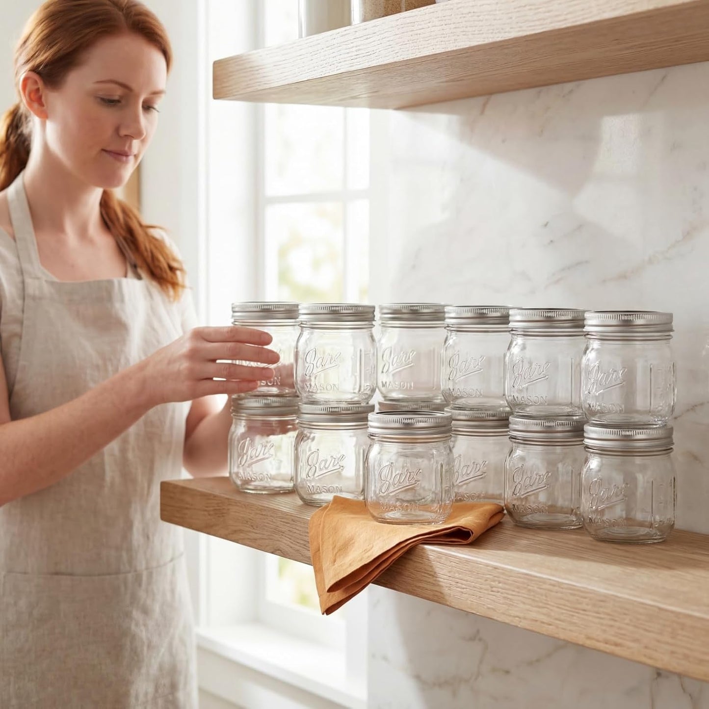 12 Pack 12 Oz Lyellfe Wide Mouth Mason Jars, Glass Canning Jars with Airtight Lids, Clear Mason Spice Jars for Jam