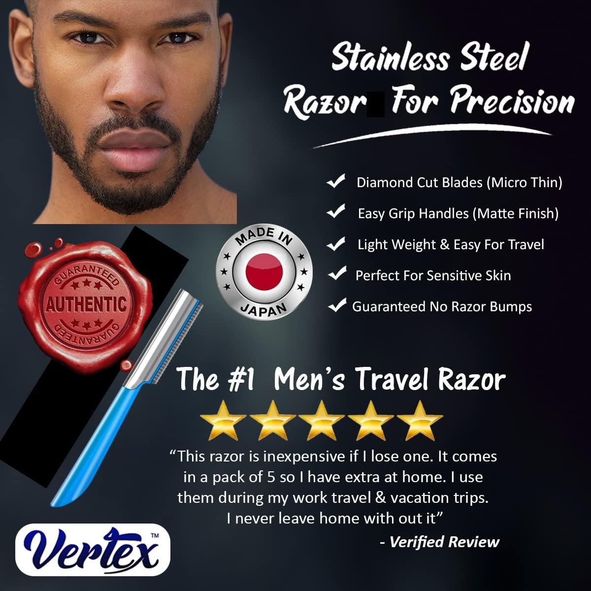 Mens Travel Shaver Razor With Case Mens Beard Shaping Tool Mustache Beards Trimmer Straight Edgers Shave Home Goatee Shaper | Straight Mustaches Edger Angles Disposable Razors Stainless Steel Blade Straightener