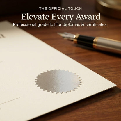PaperDirect Silver Foil Certificate Seals, 2" Self‑Adhesive Scalloped Stickers, 100‑Pack for Awards, School Certificates, Workplace Recognition, Diplomas & Official Documents
