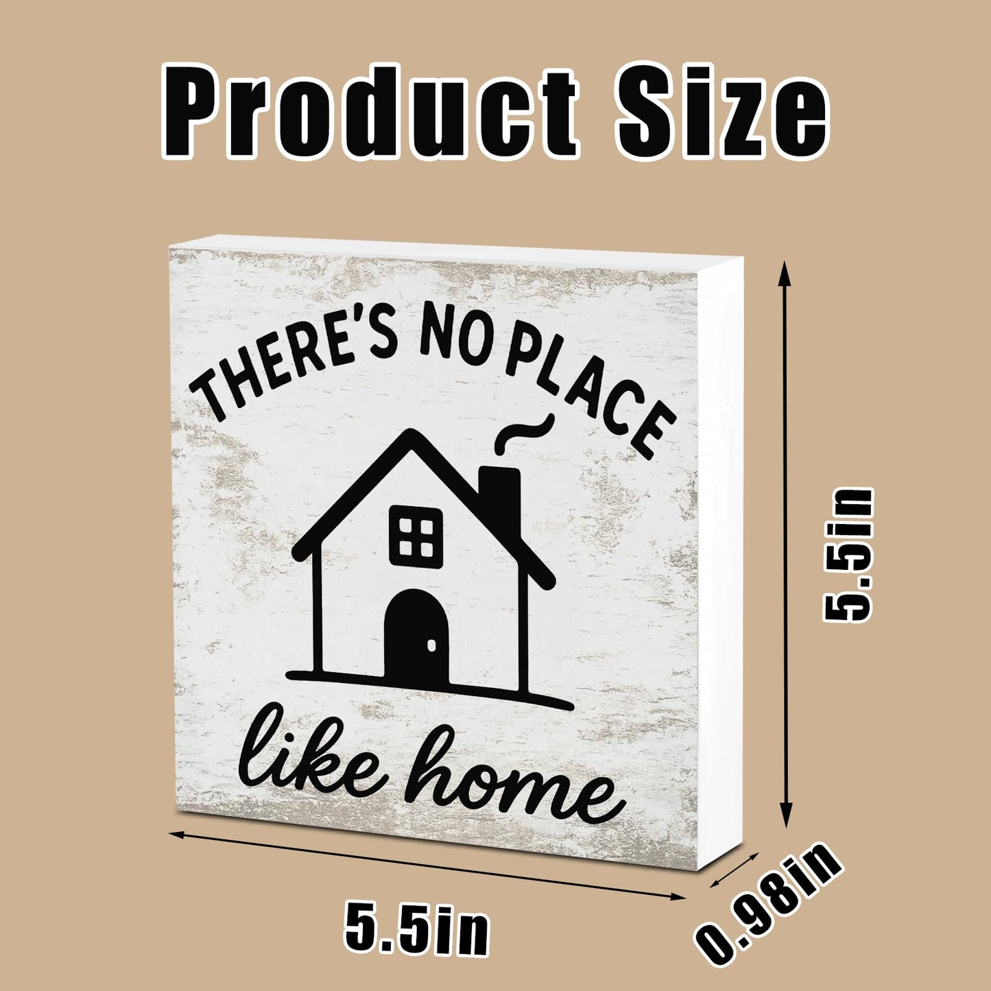 There's No Place Like Home Rural Rustic Farmhouse Sign Countryside Desk Decor for Home office Kitchen Bedroom Living Room Shelf Charming Decorations Gift for Country Lovers Family Housewarming Accent